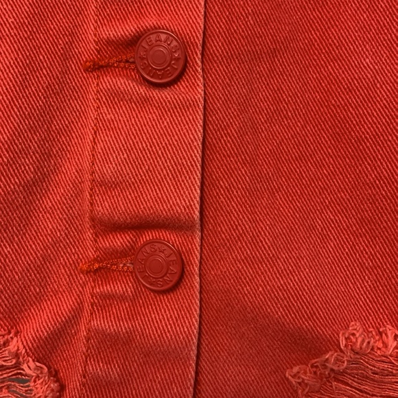 Sunset and spring faded red denim skirt y2k look thrashed - Picture 3 of 5